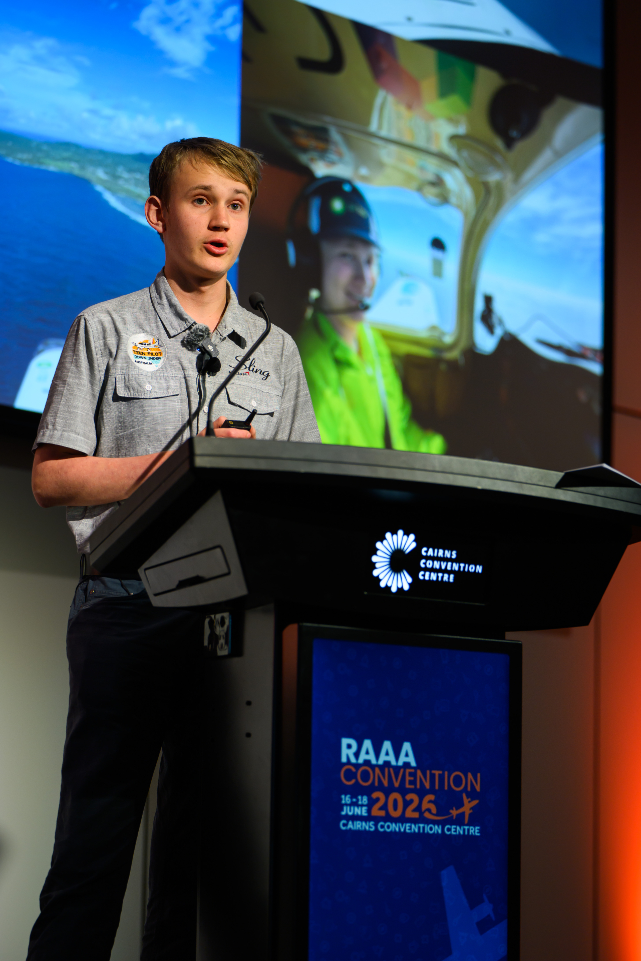 Byron Waller delivering a keynote presentation on stage