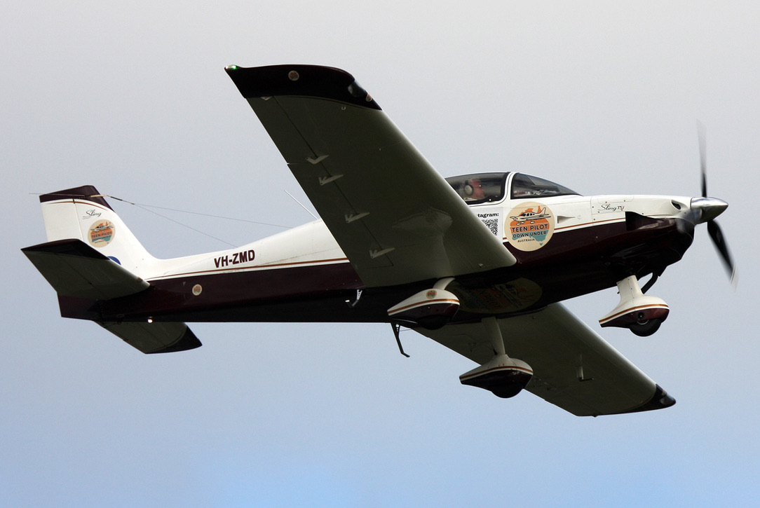 VH-ZMD airborne · the Sling TSi that flew Byron around the world
