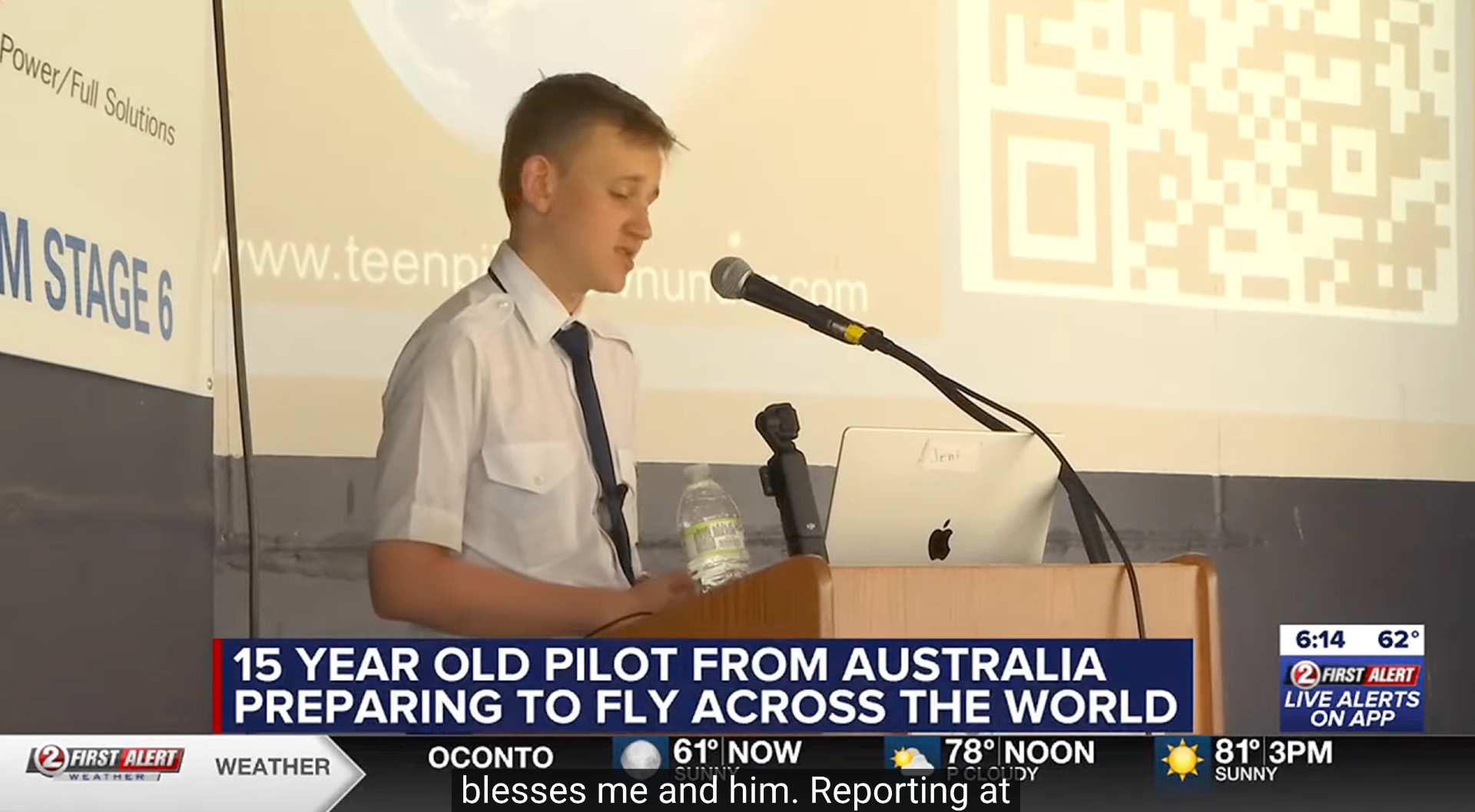 Byron Waller speaking at EAA AirVenture, featured on WBAY-TV 2 First Alert (Wisconsin)